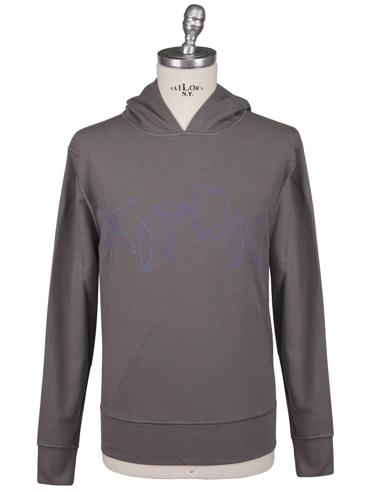 Kiton Gray Blue Cotton Ea Sweater