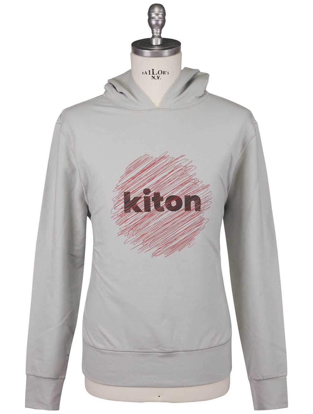 Kiton Gray Red Cotton EA Sweater