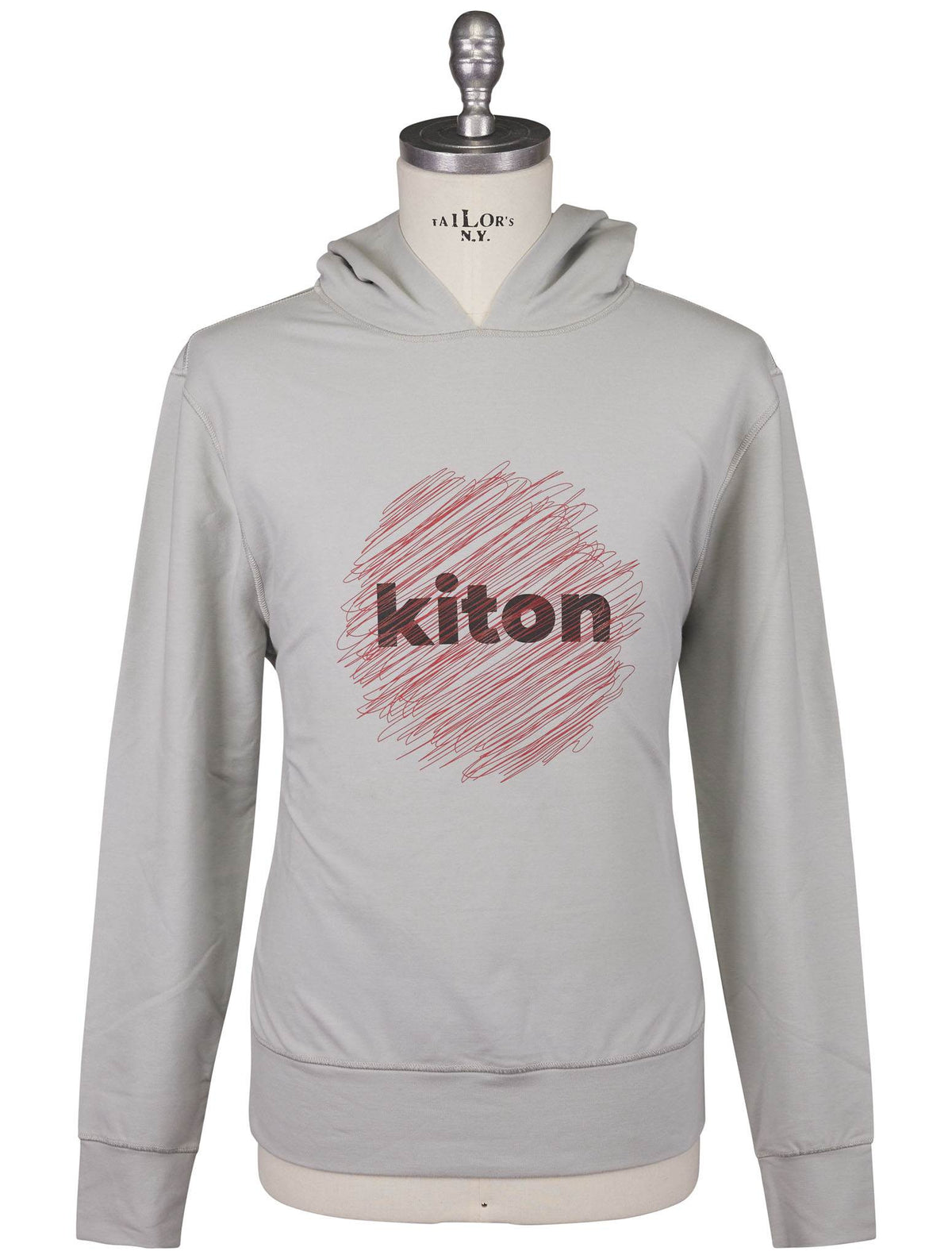 Kiton Gray Red Cotton EA Sweater
