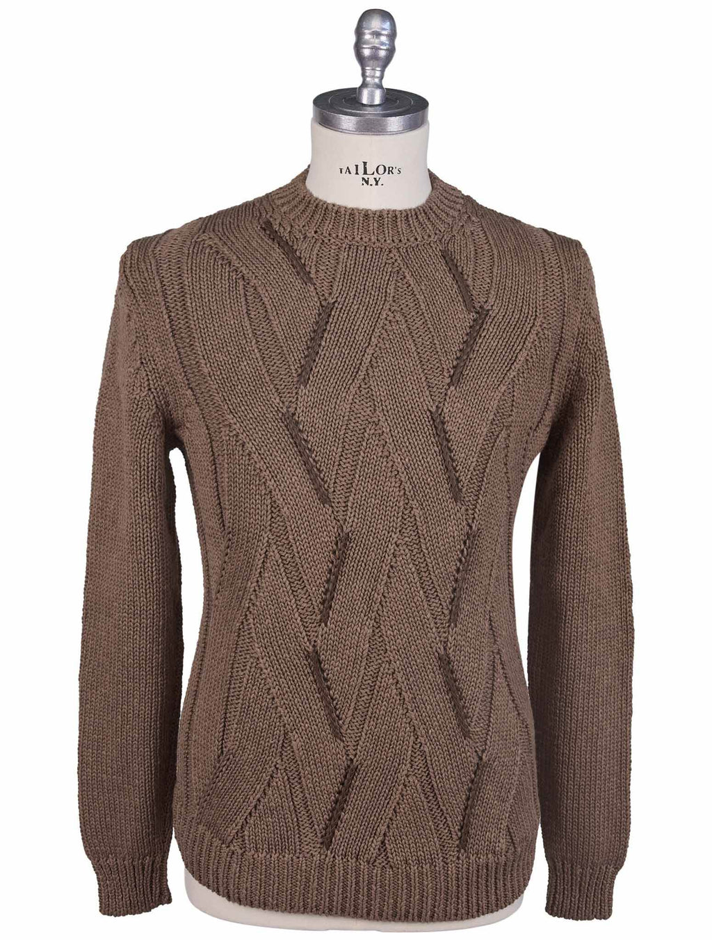 Kiton Brown Cotton Linen Sweater Crewneck