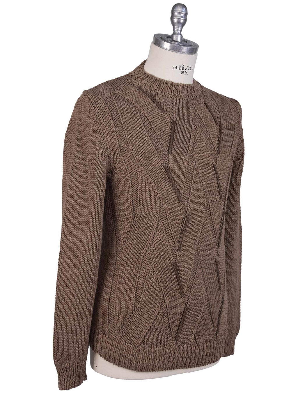 Kiton Kiton Brown Cotton Linen Sweater Crewneck Brown 001