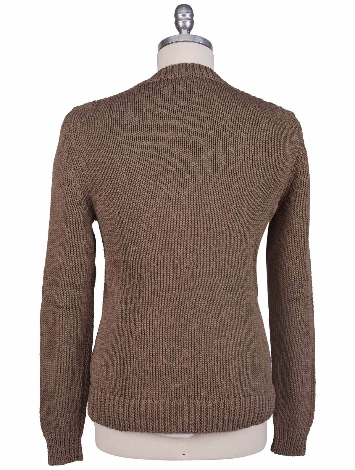 Kiton Brown Cotton Linen Sweater Crewneck