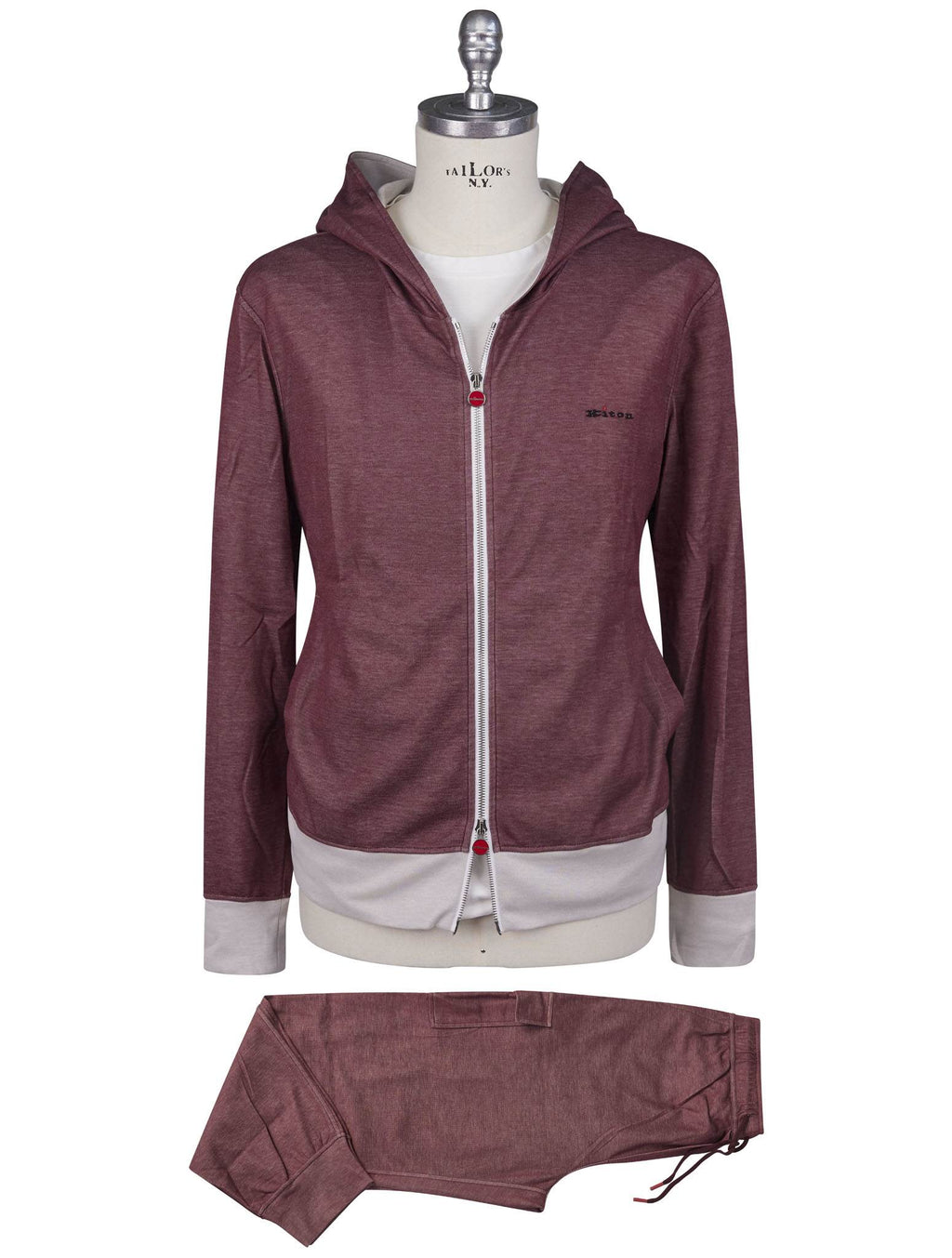 Kiton Burgundy Cotton Pl Tracksuit