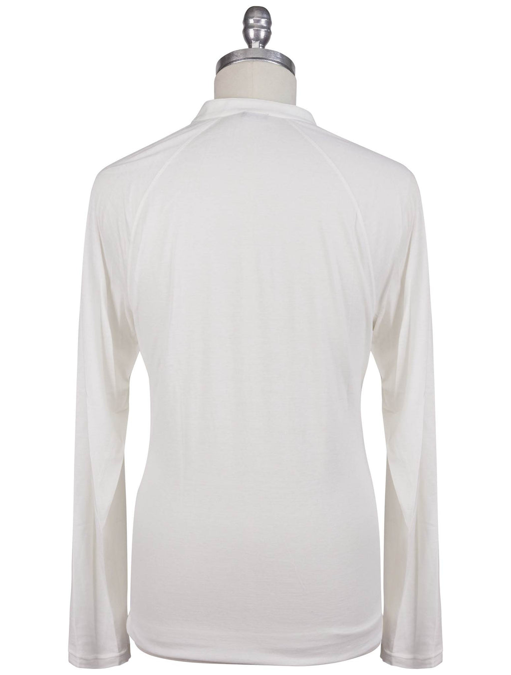 Kiton White Cotton Cashmere Sweater Half Button