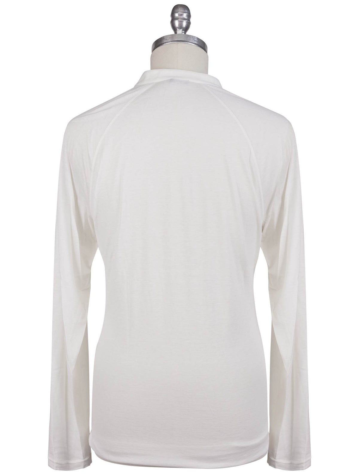 Kiton White Cotton Cashmere Sweater Half Button