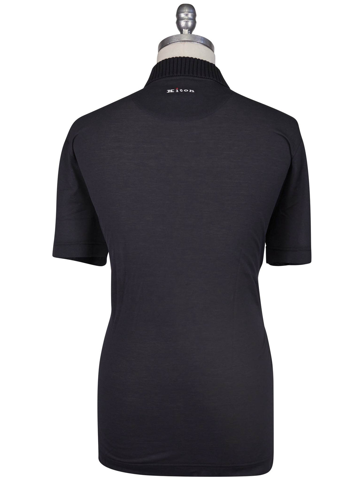 Kiton Black Cotton Polo
