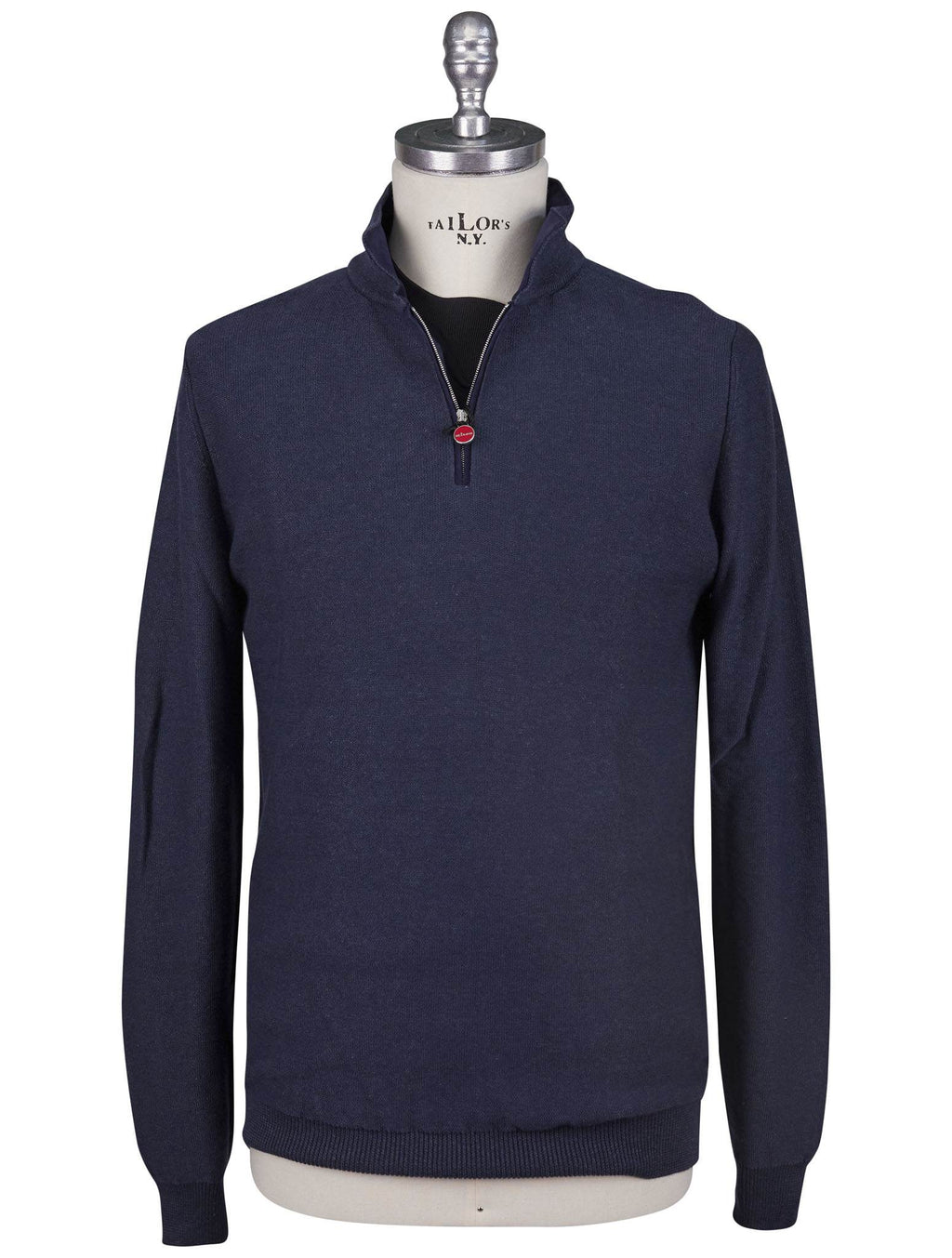 Kiton Kiton Blue Linen Cashmere Sweater Polo Half Zip Blue 000