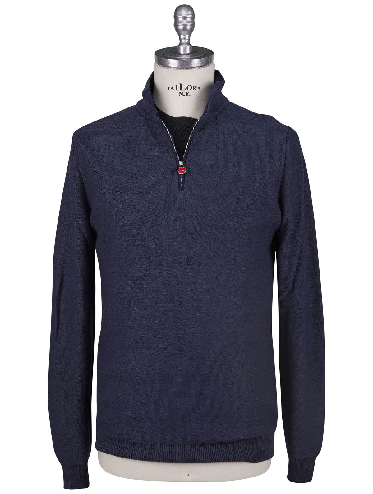 Kiton Kiton Blue Linen Cashmere Sweater Polo Half Zip Blue 000