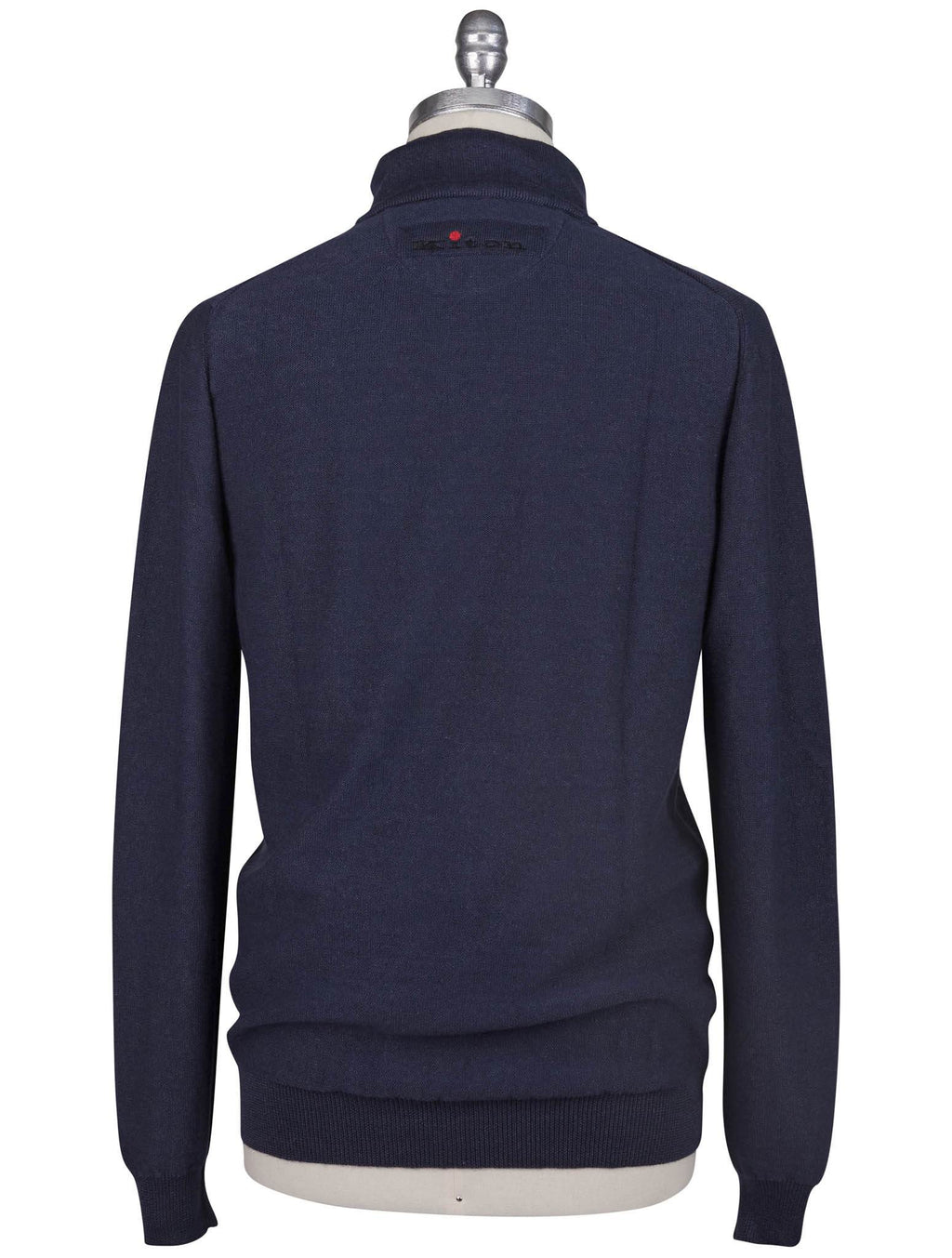 Kiton Blue Linen Cashmere Sweater Polo Half Zip