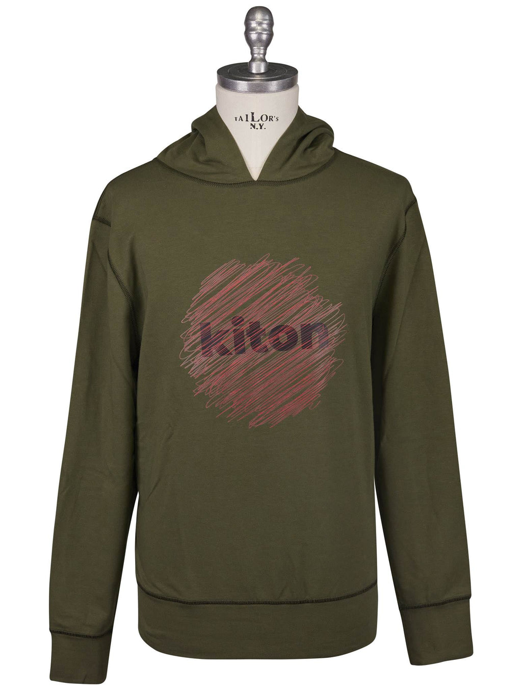 Kiton Green Red Cotton EA Sweater
