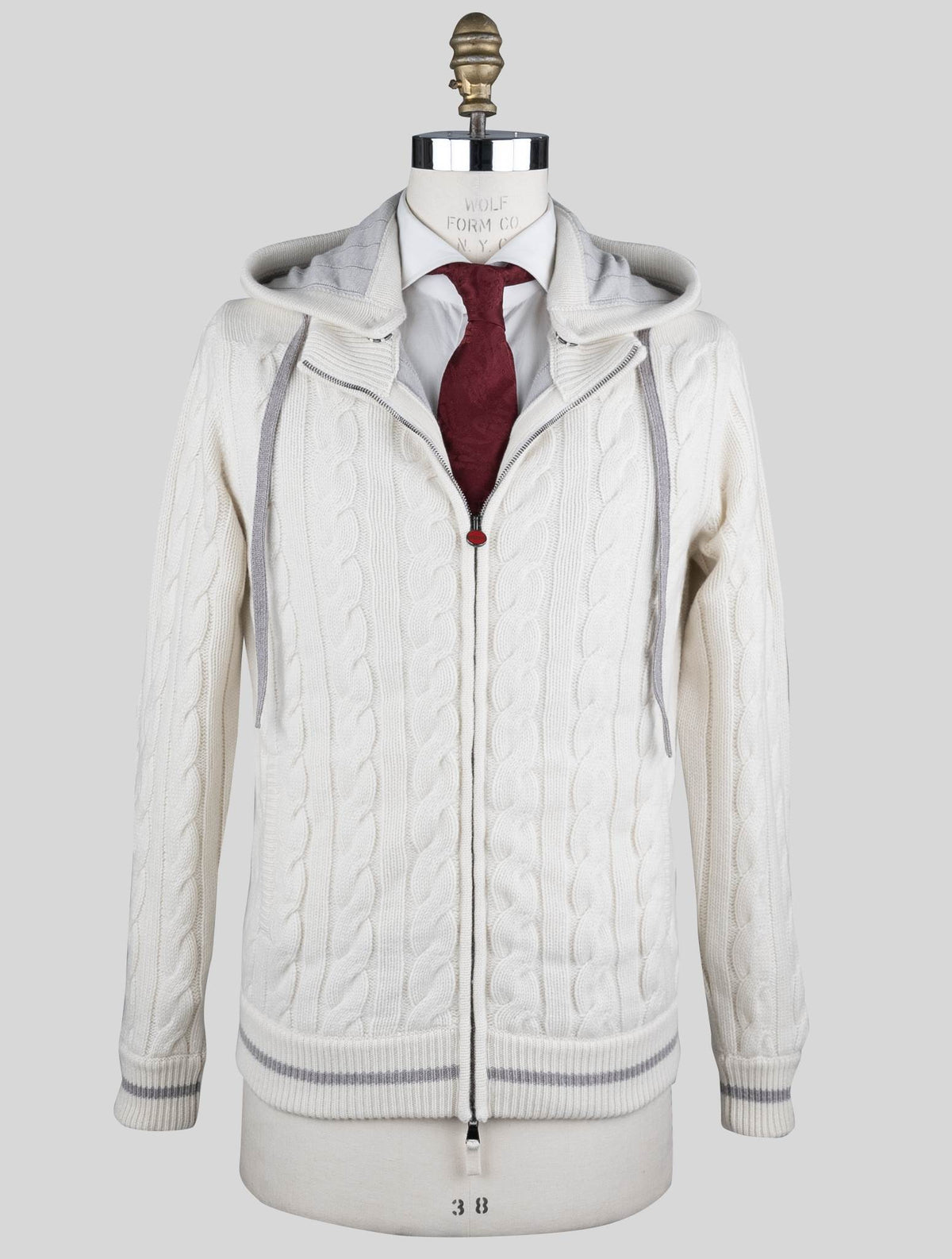 Kiton White Cashmere Bomber Coat