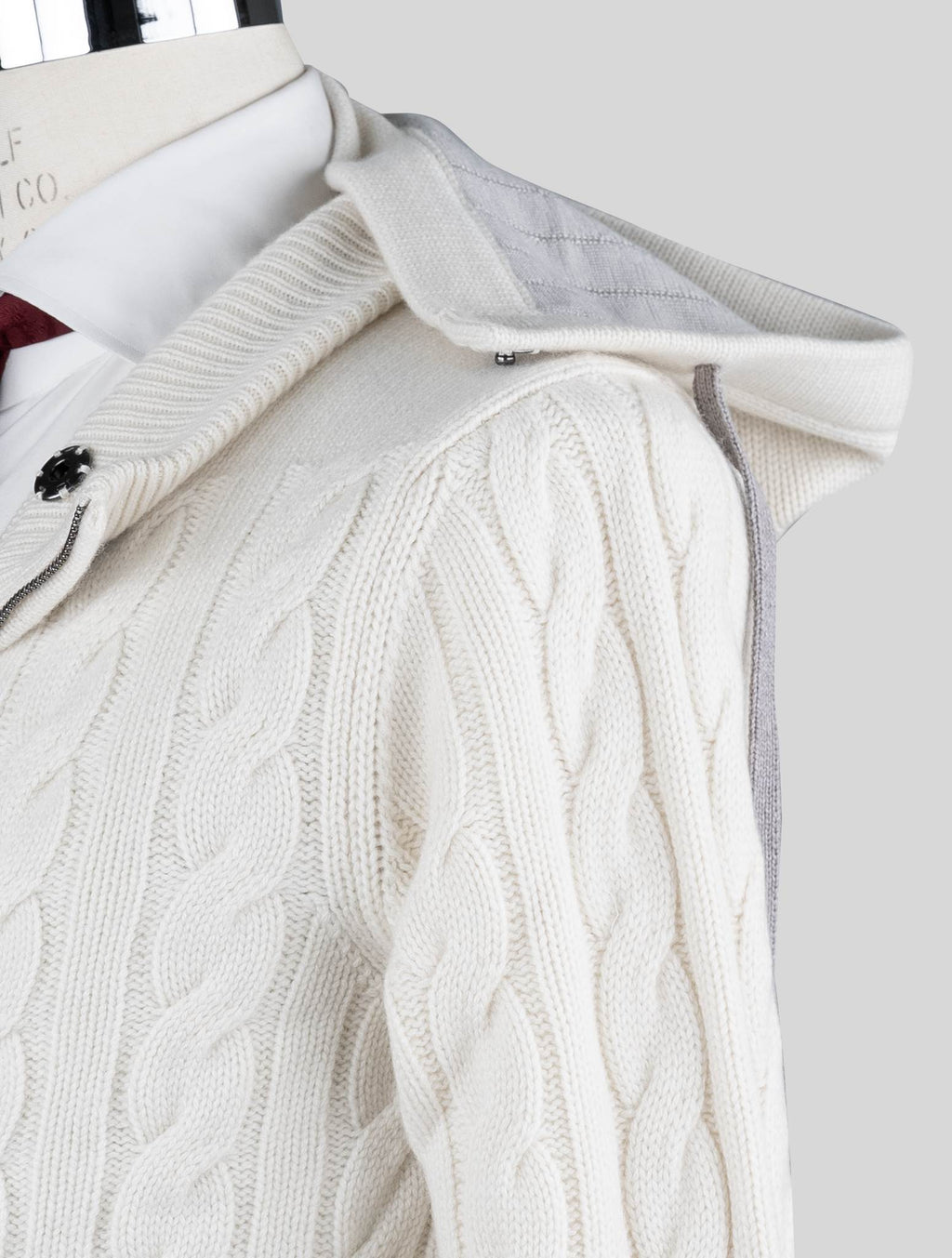 Kiton White Cashmere Bomber Coat