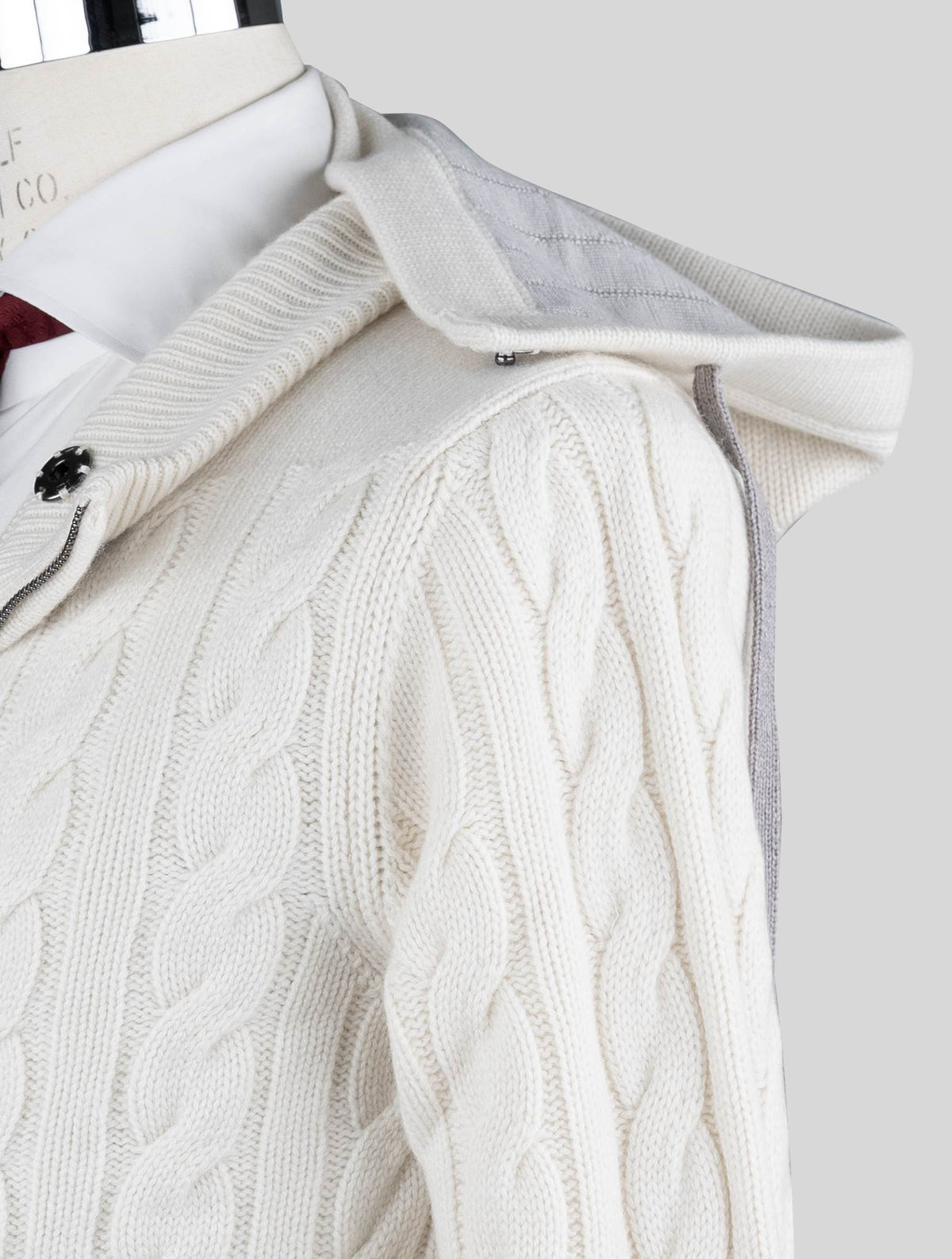 Kiton White Cashmere Bomber Coat