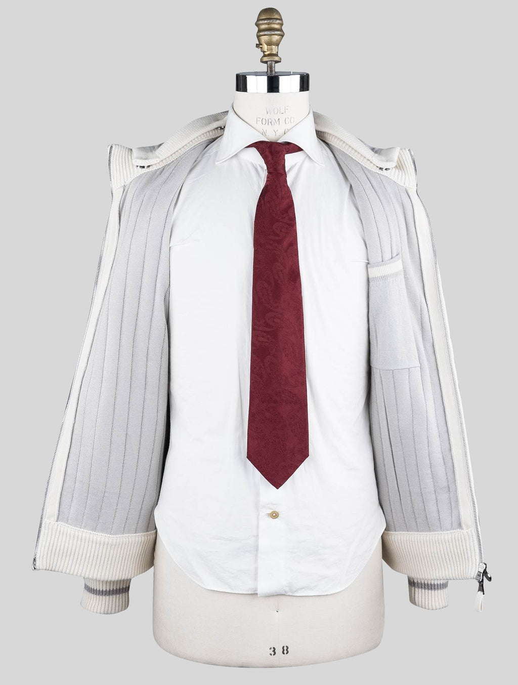 Kiton White Cashmere Bomber Coat