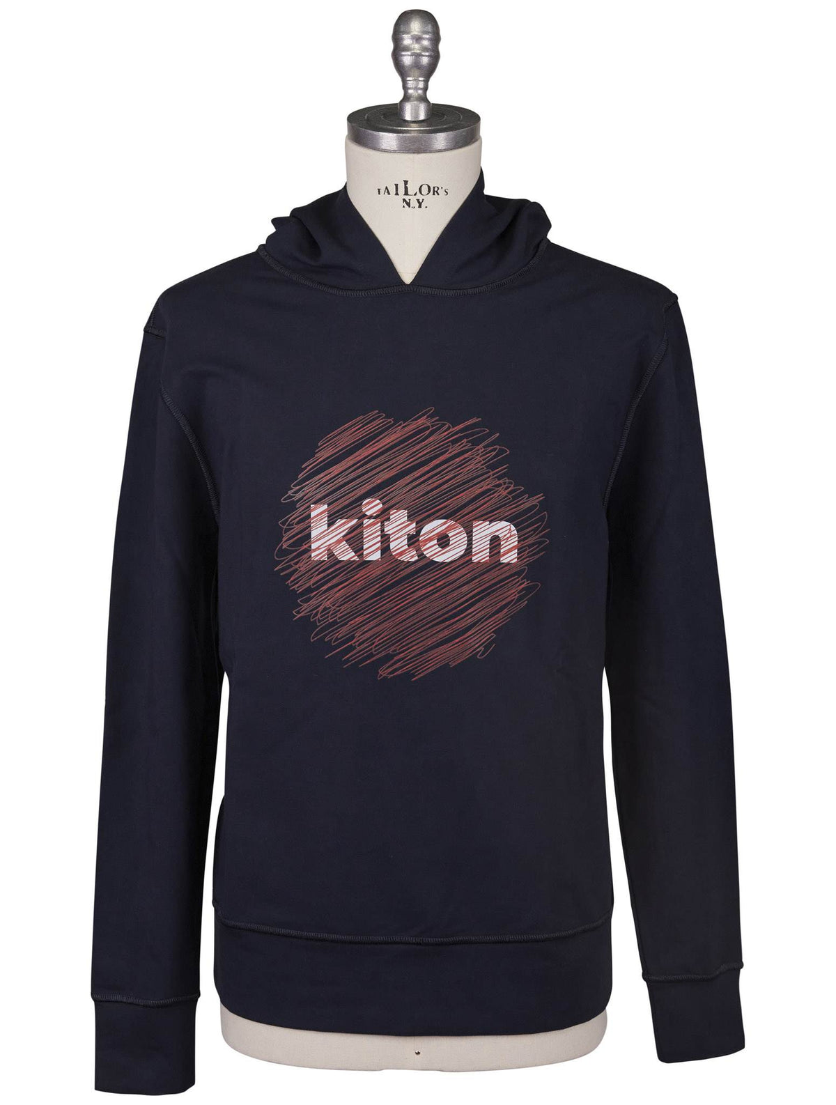 Kiton Blue Red Cotton EA Sweater Crewneck