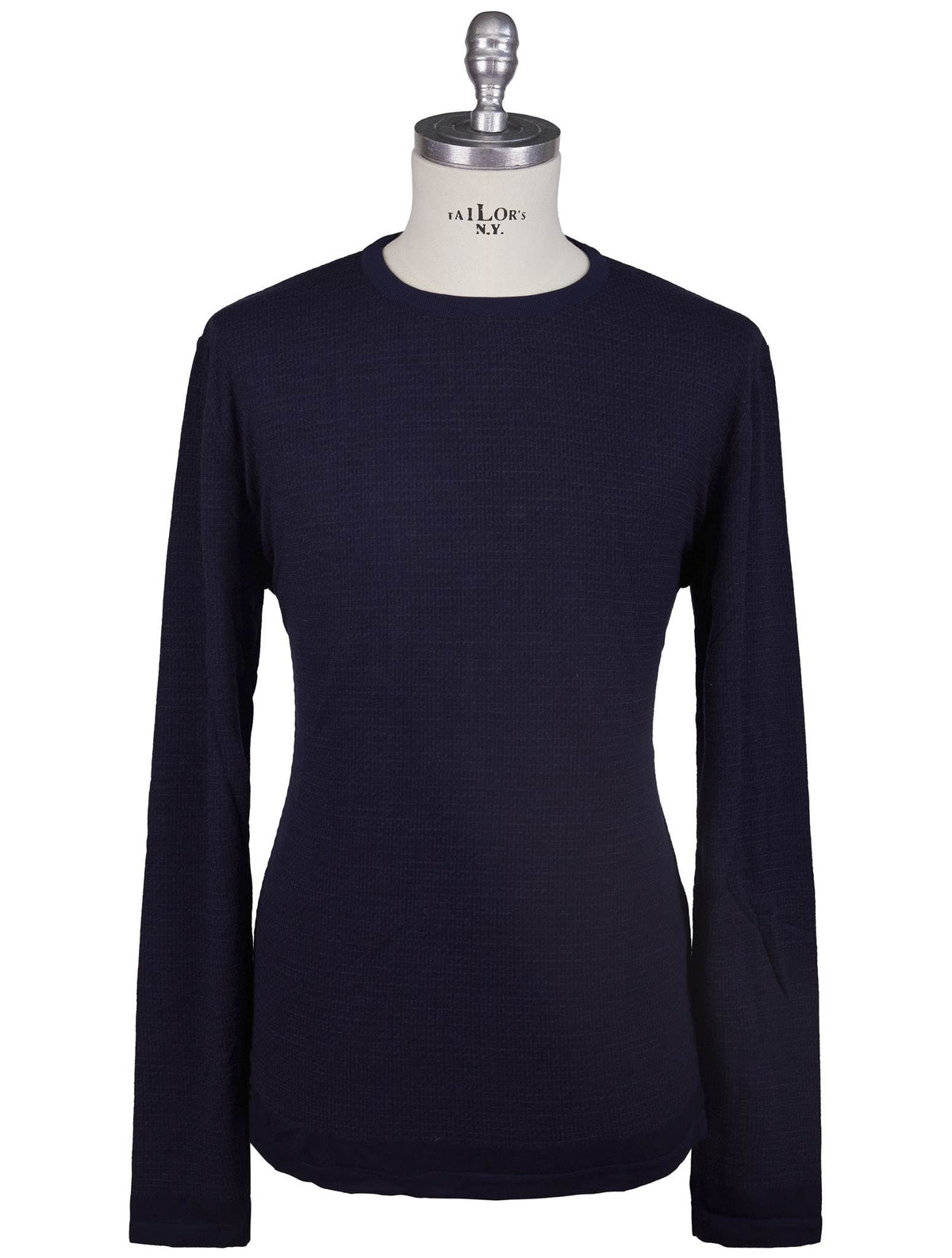 Kiton Knt Blue Viscose Wool Pa Sweater Crewneck