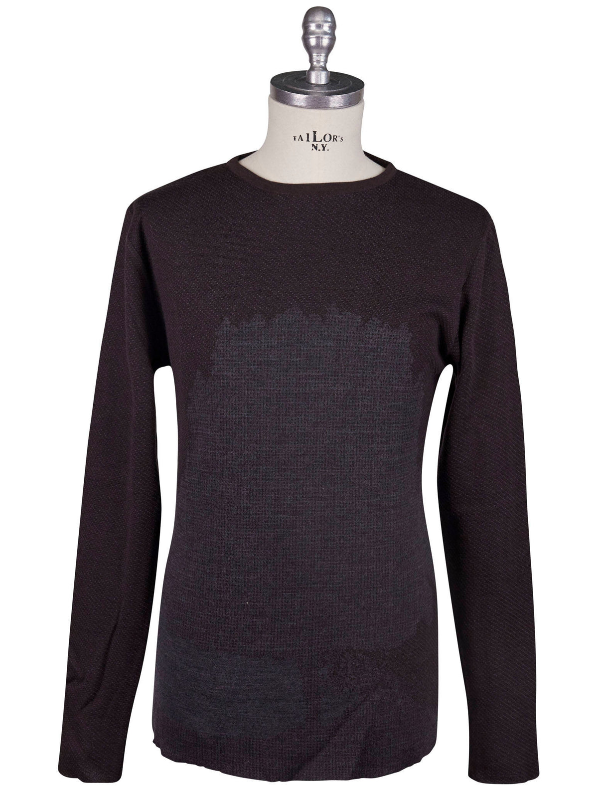 KNT Kiton Brown Cashmere Wool Pl Sweater Crewneck