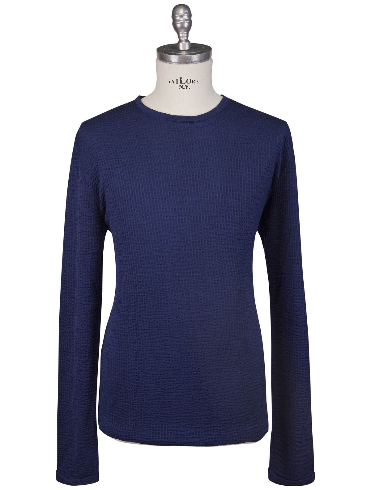 Kiton Knt Blue Cotton Cashmere Sweater Crewneck