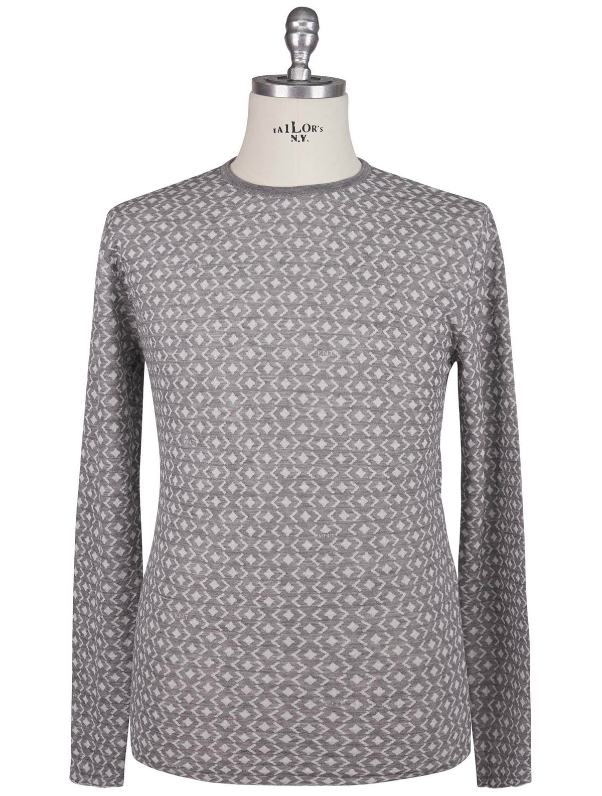 KNT Kiton Knt Gray Cashmere Cotton Sweater Crewneck Gray 000