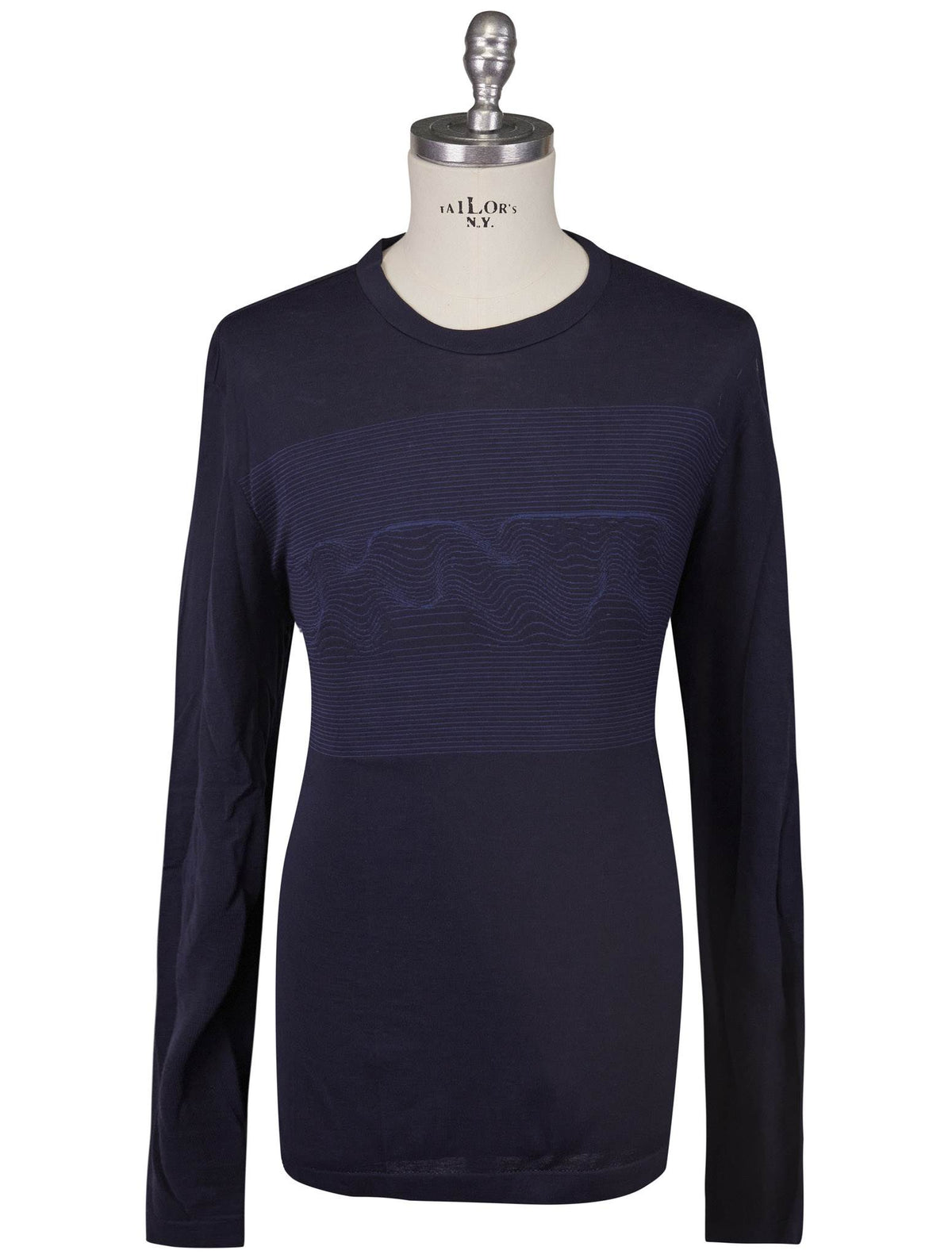 Kiton Knt Blue Cashmere Cotton Sweater Crewneck