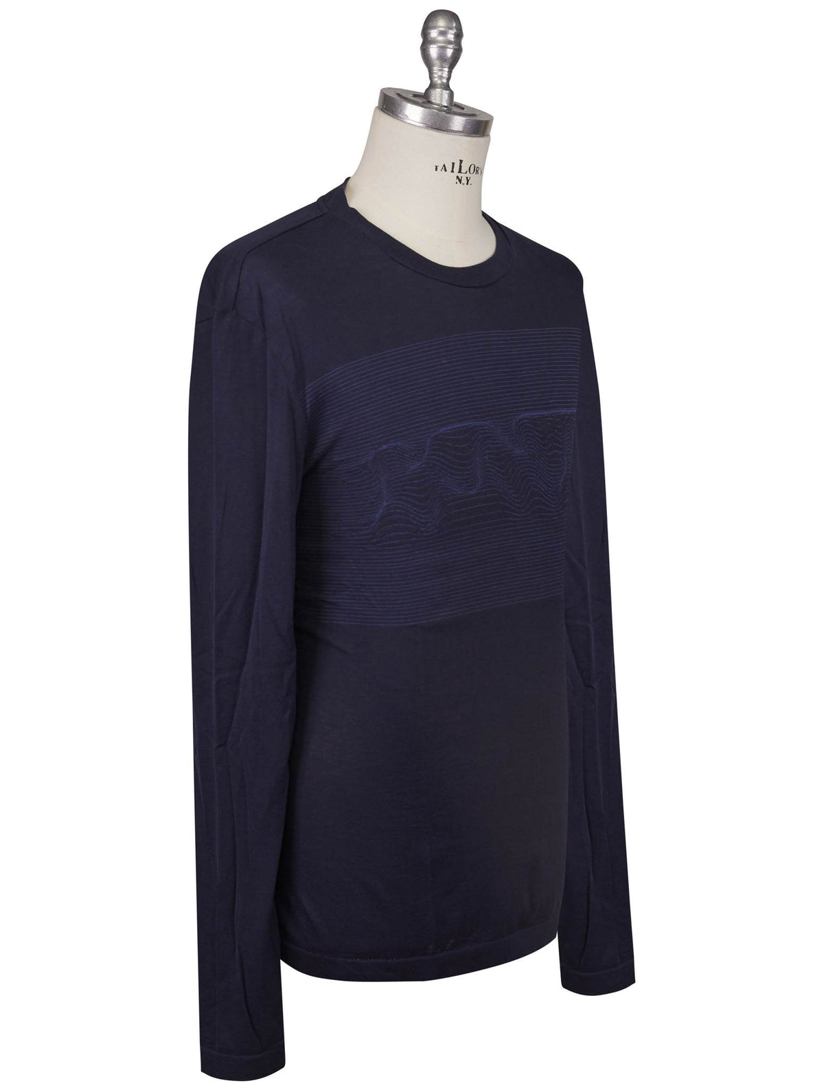 KNT Kiton Knt Blue Cashmere Cotton Sweater Crewneck Blue 001