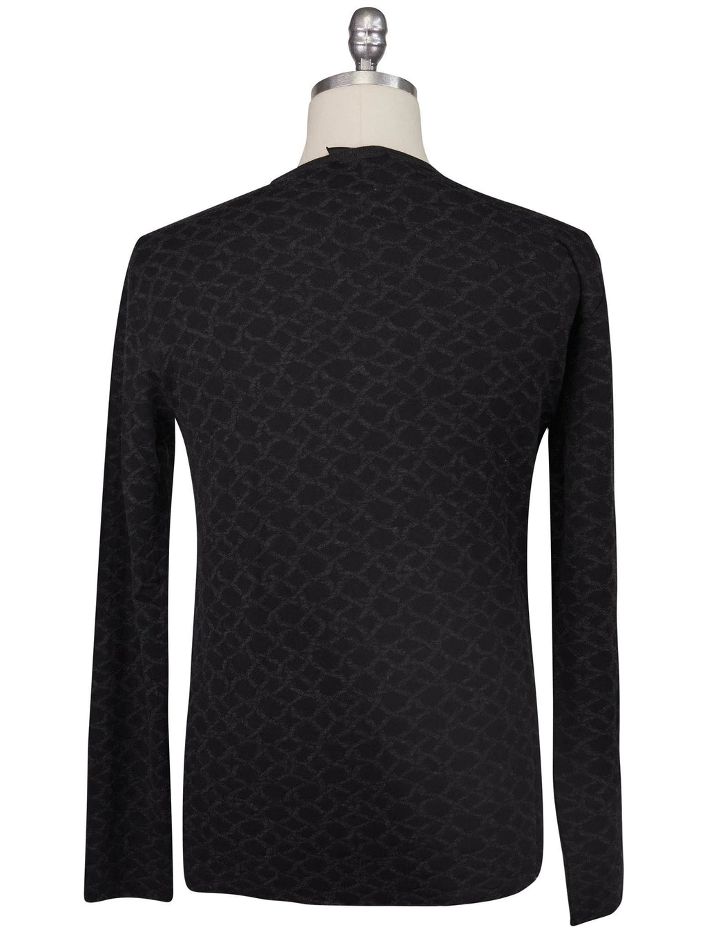 Kiton Knt Black Gray Cashmere Cotton Sweater Crewneck
