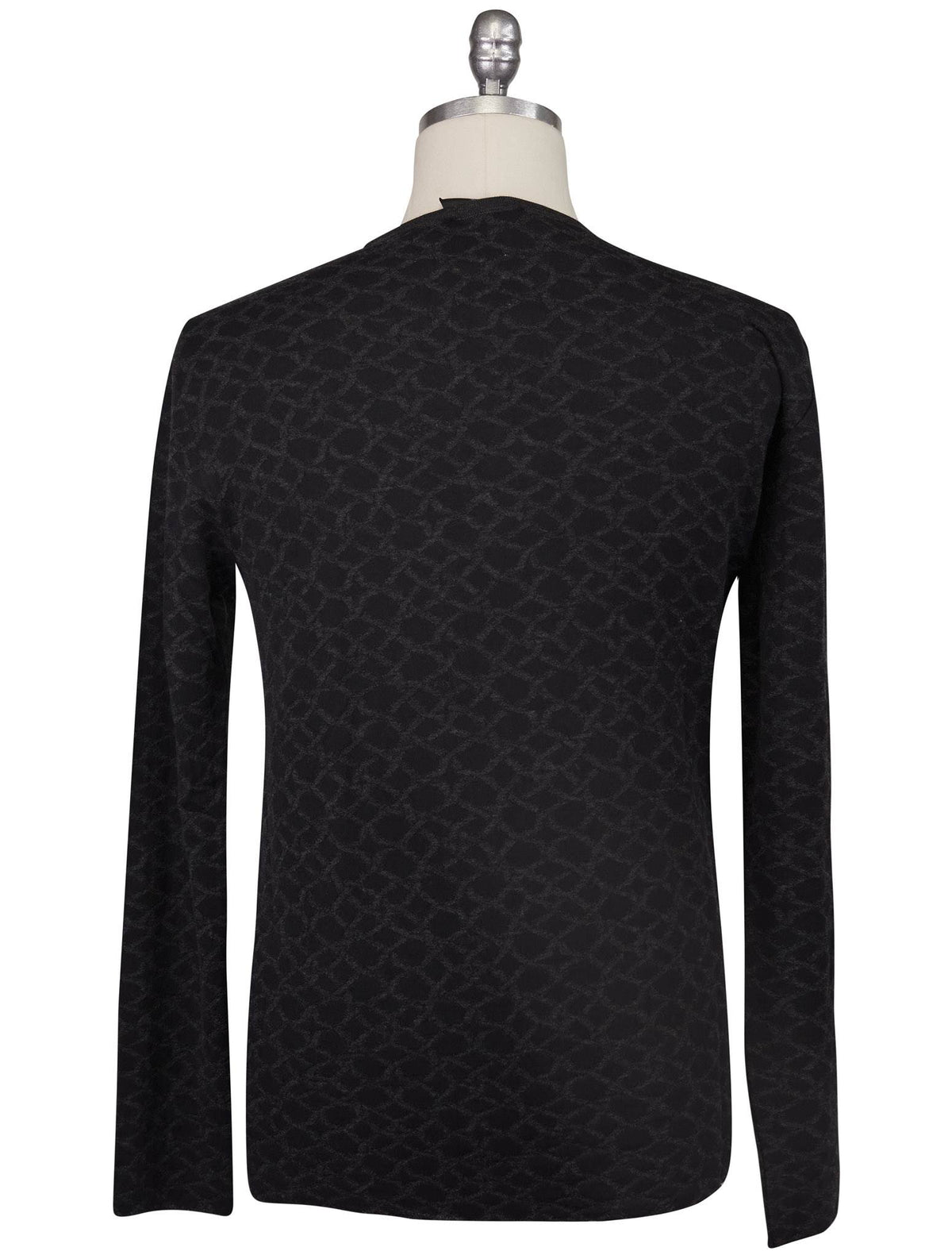 Kiton Knt Black Gray Cashmere Cotton Sweater Crewneck
