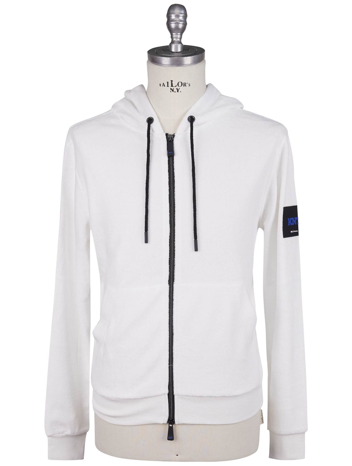 Kiton Knt White Cotton Sweater Full Zip
