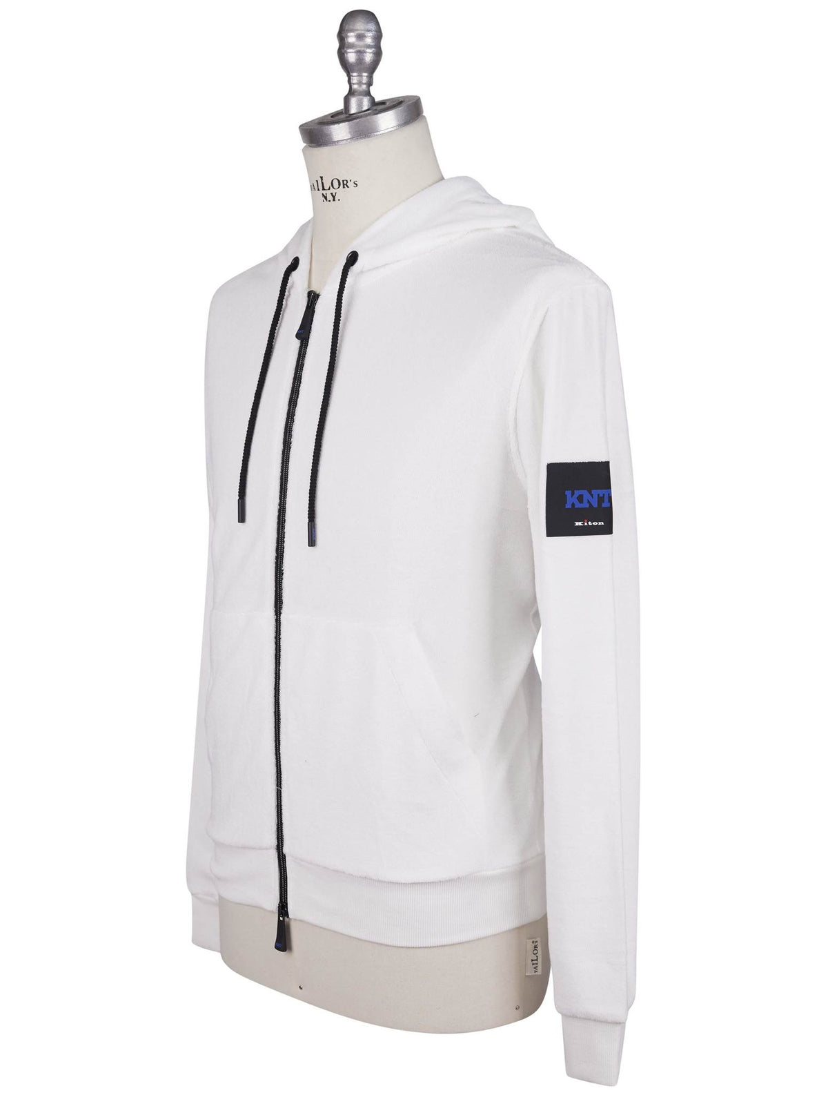 Kiton Knt White Cotton Sweater Full Zip
