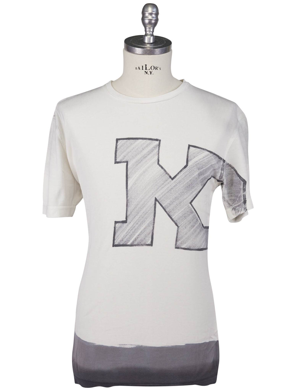 Kiton Knt White Gray Cotton T-Shirt