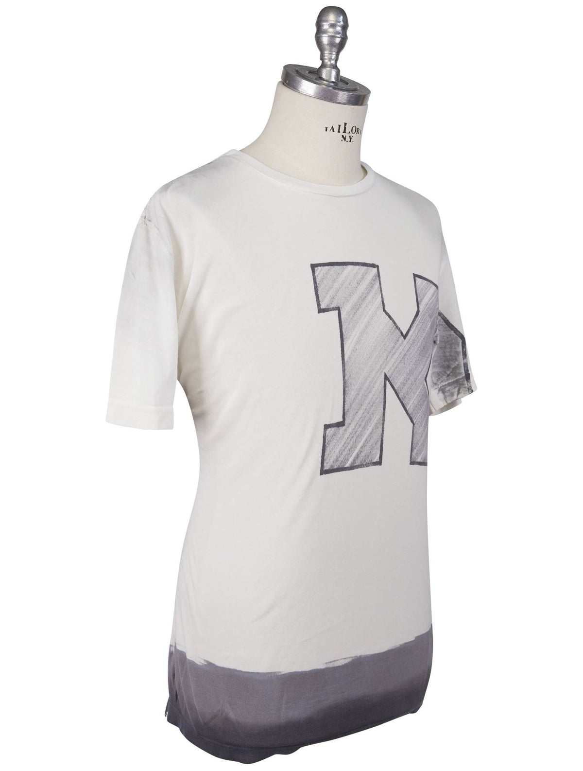 KNT Kiton Knt White Gray Cotton T-Shirt White / Gray 001