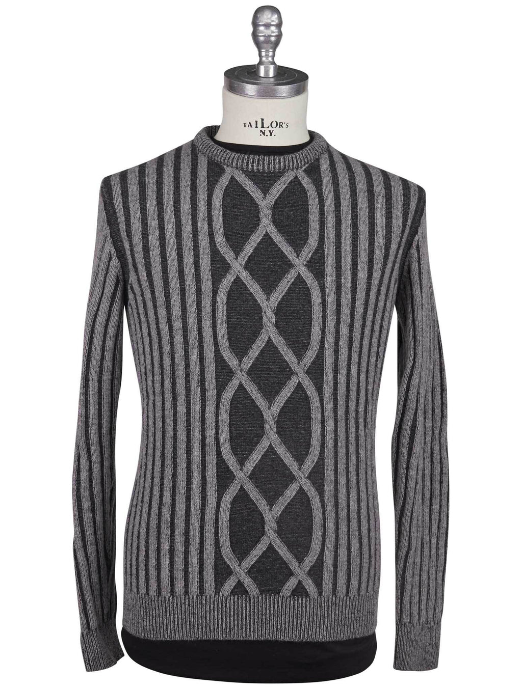 Kiton Knt Gray Virgin Wool Cashmere Sweater Crewneck