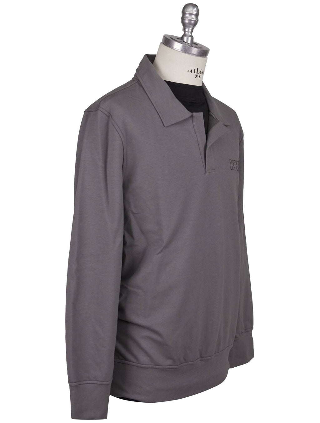KNT Kiton Knt Gray Cotton EA Sweater Polo Gray 001