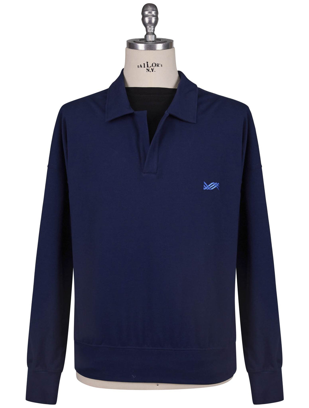 Kiton Knt Blue Cotton Ea Sweater Polo