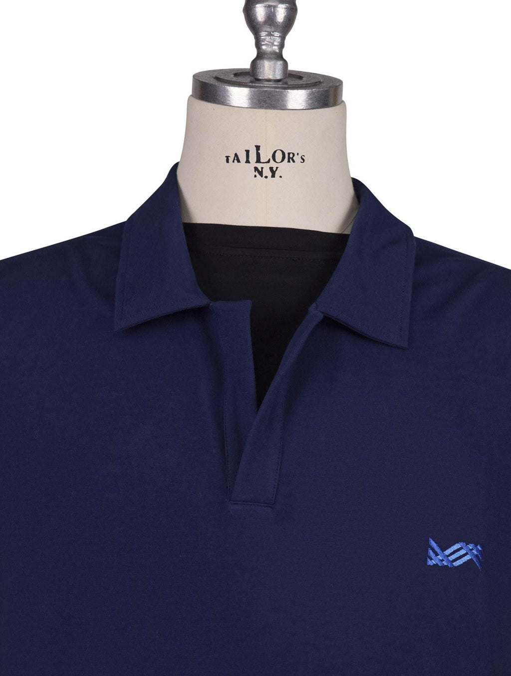 Kiton Knt Blue Cotton Ea Sweater Polo