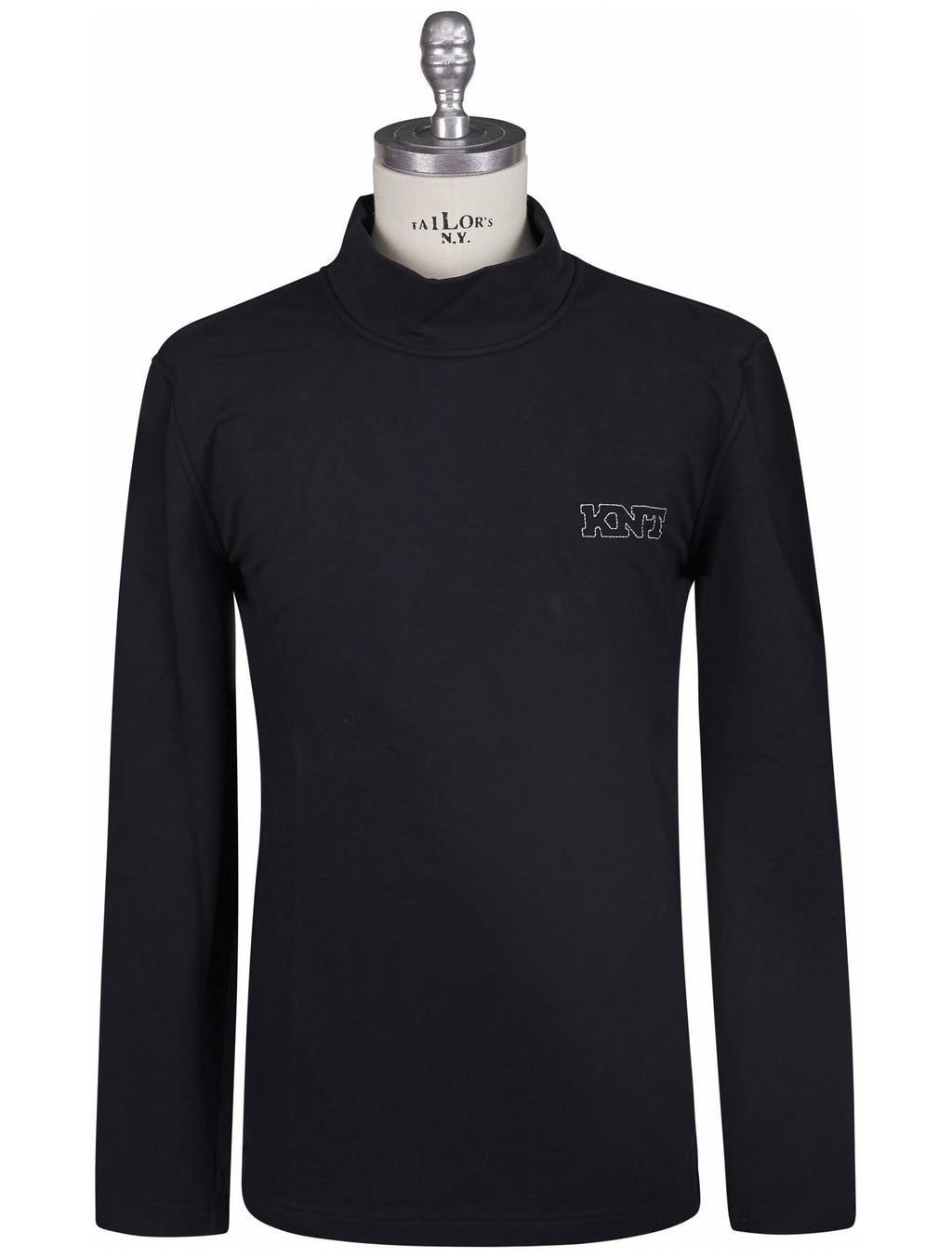 Kiton Knt Black Cotton EA Sweater Half Neck