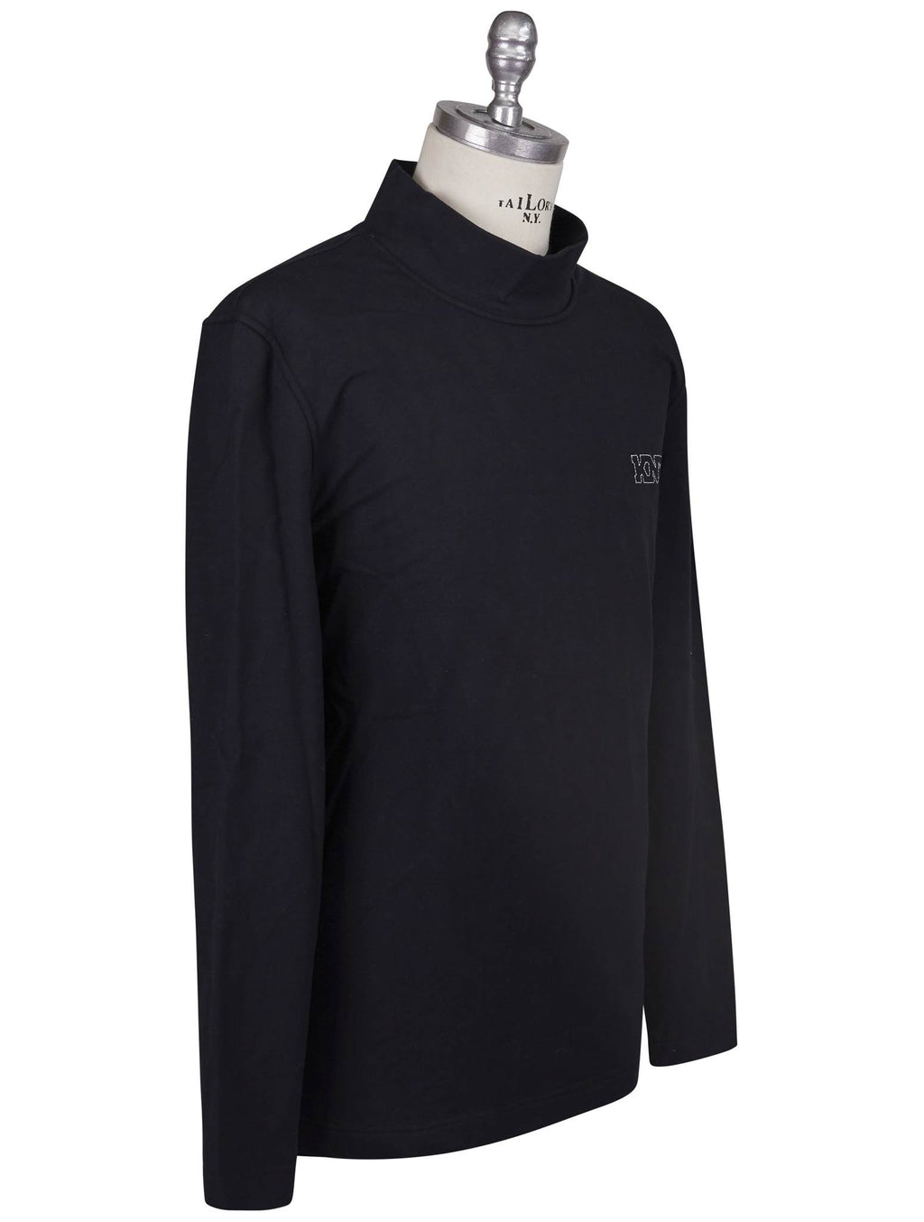 KNT Kiton Knt Black Cotton EA Sweater Half Neck Black 001