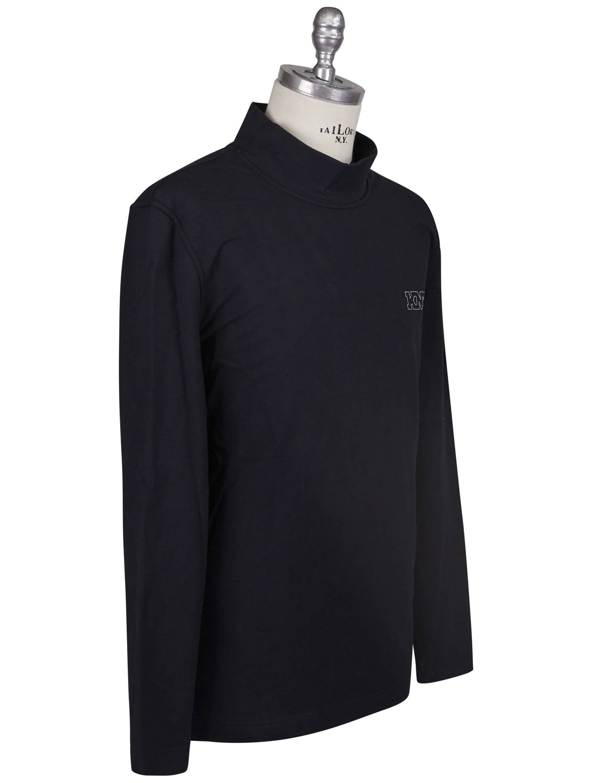 KNT Kiton Knt Black Cotton EA Sweater Half Neck Black 001