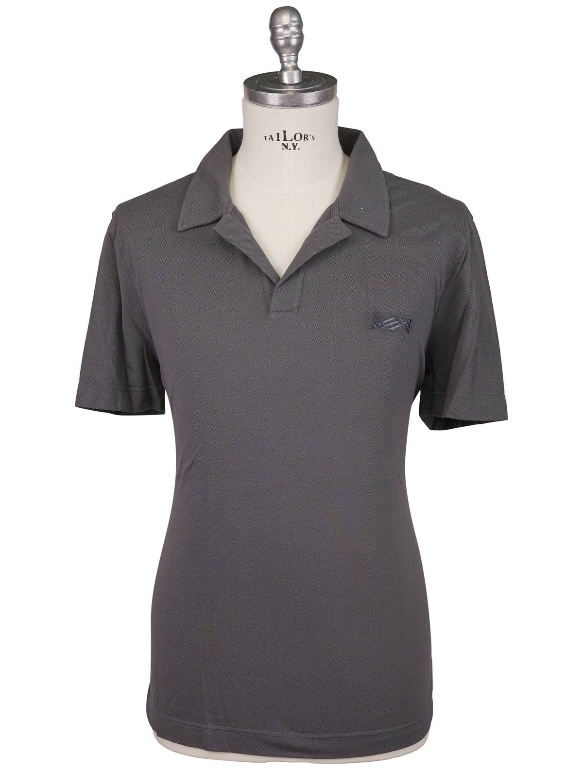 Kiton Knt Gray Cotton Silk Polo