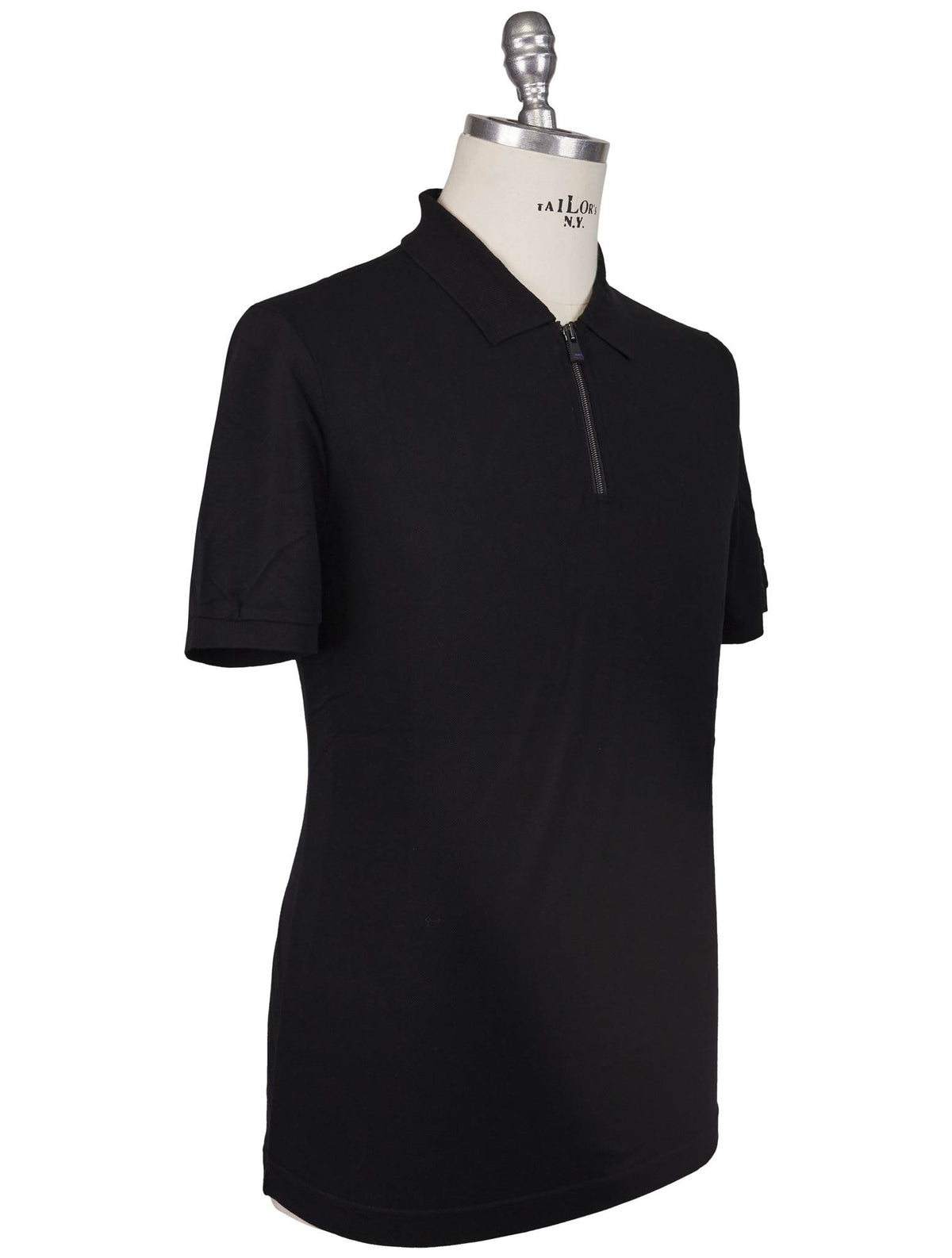 Kiton Kiton Knt Black Cotton Silk Polo Black 001