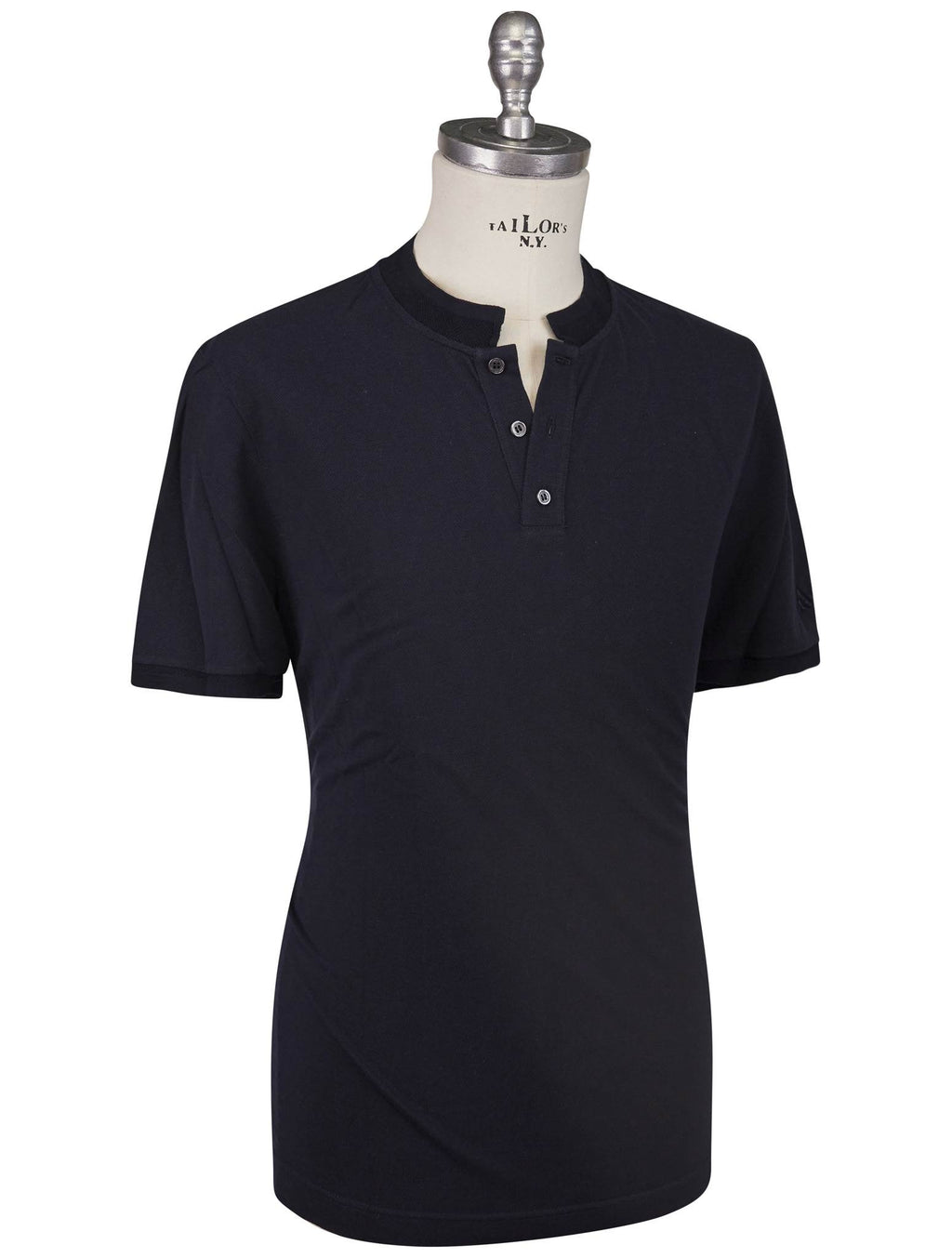 KNT Kiton Knt Blue Cotton Silk Polo Blue 001