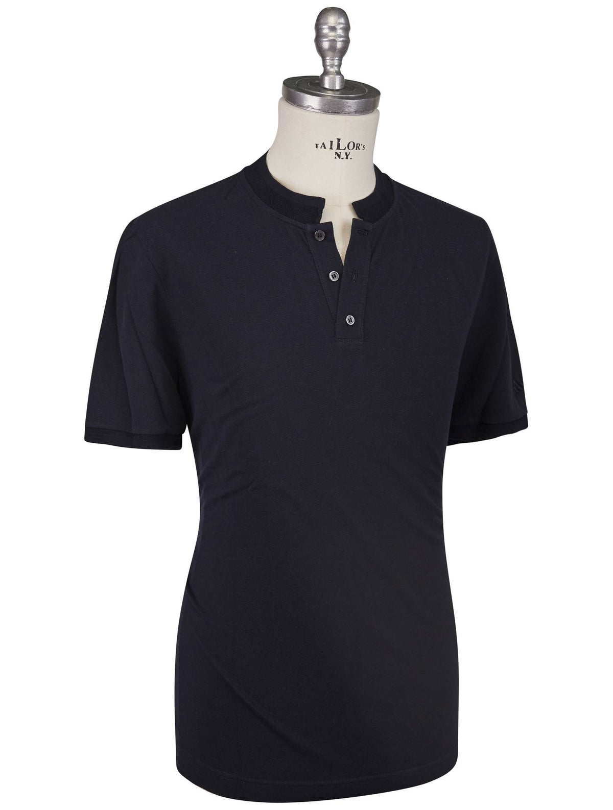 KNT Kiton Knt Blue Cotton Silk Polo Blue 001