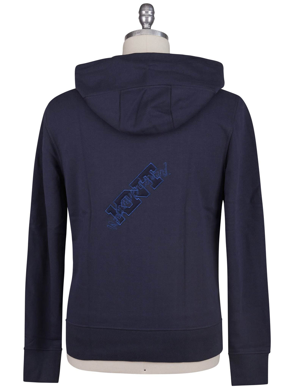Kiton Knt Blue Cotton Sweater Full Zip
