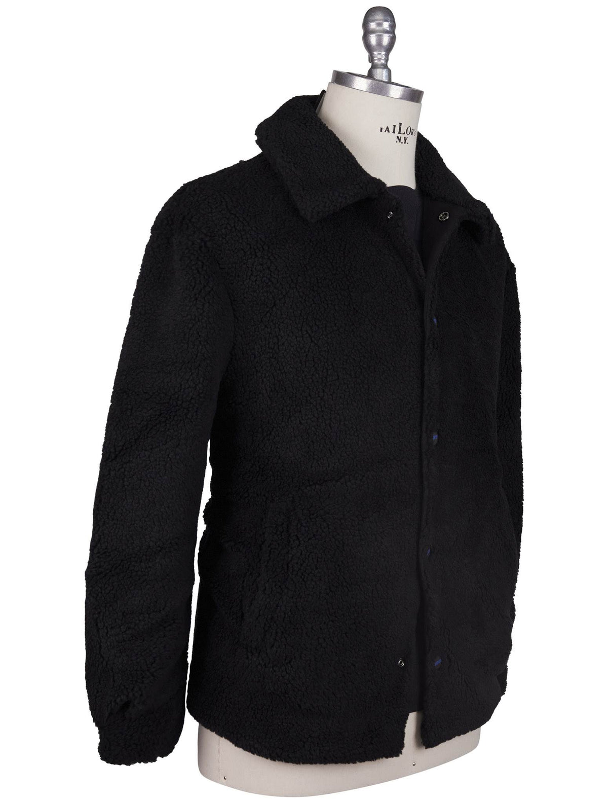 KNT Kiton Knt Black Acrylic PL Coat Black 001