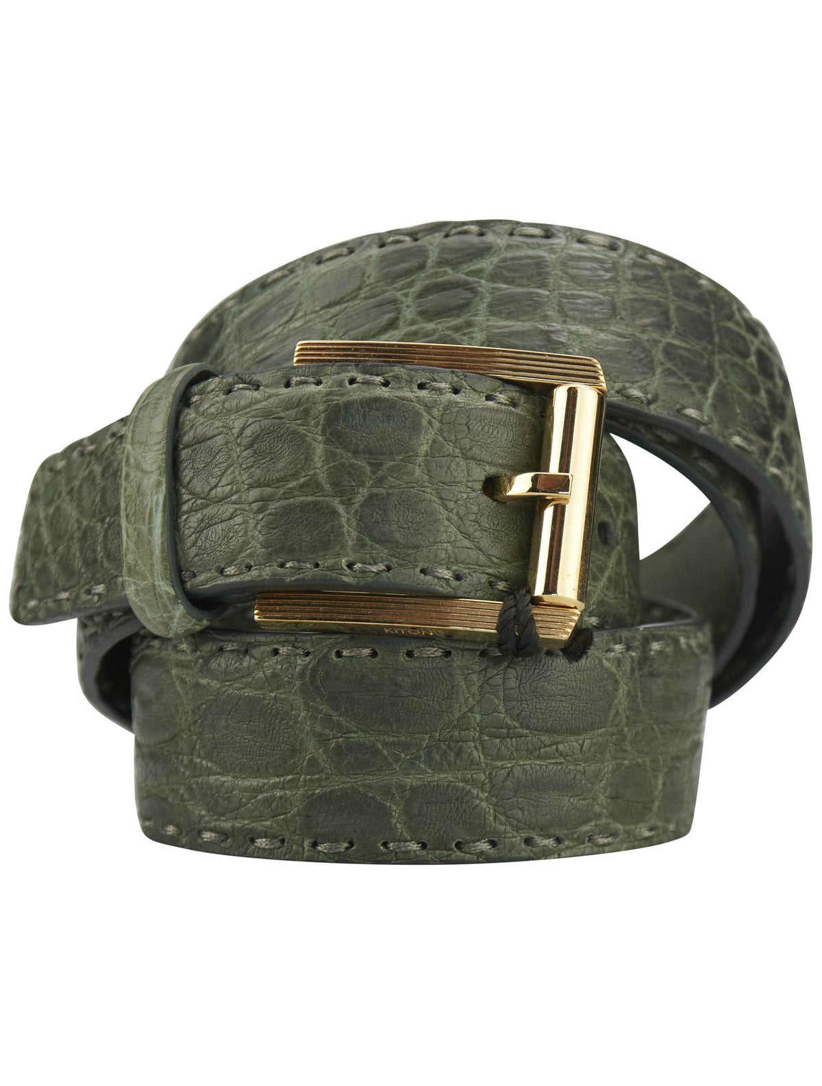 Kiton Green Leather Crocodile Belt