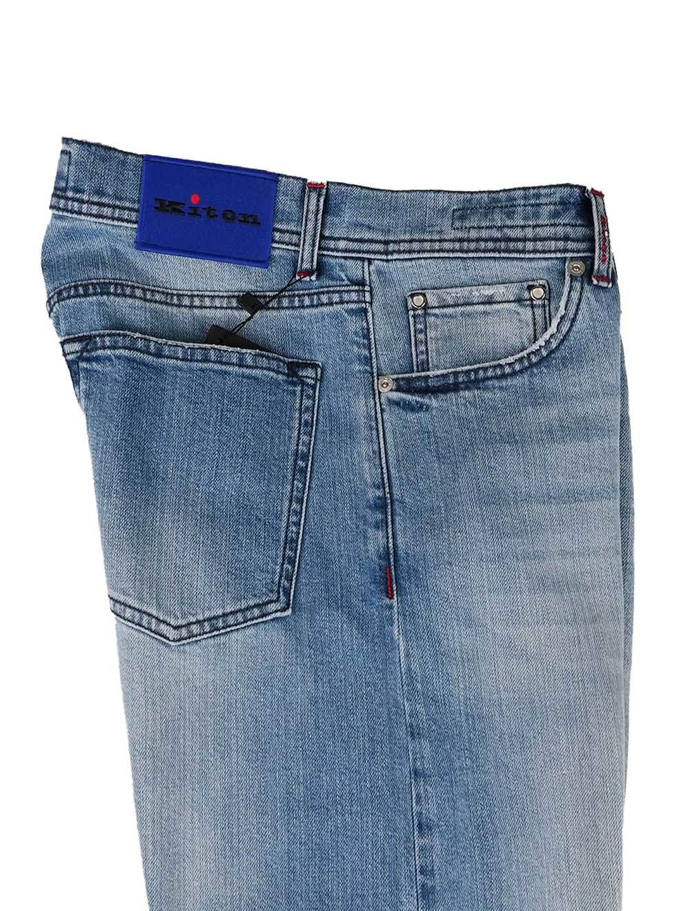 Kiton Light Blue Cotton Ea Jeans