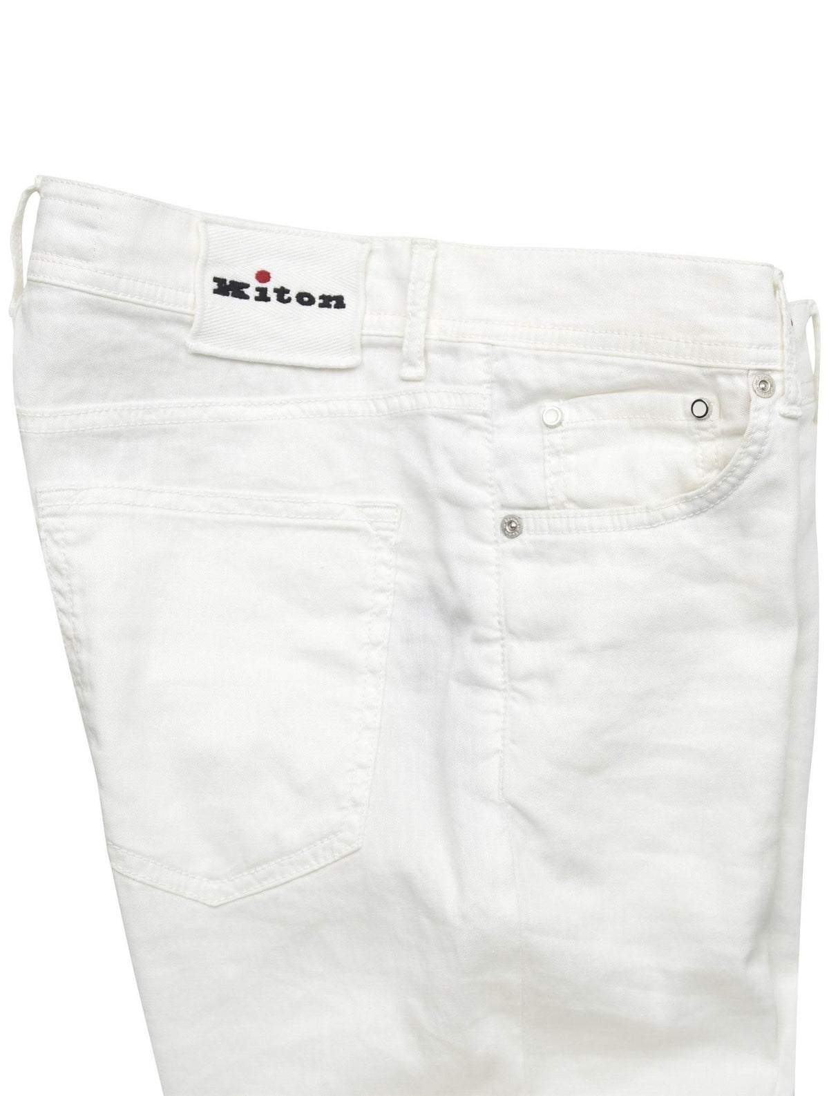 Kiton White Linen Cotton Ea Jeans
