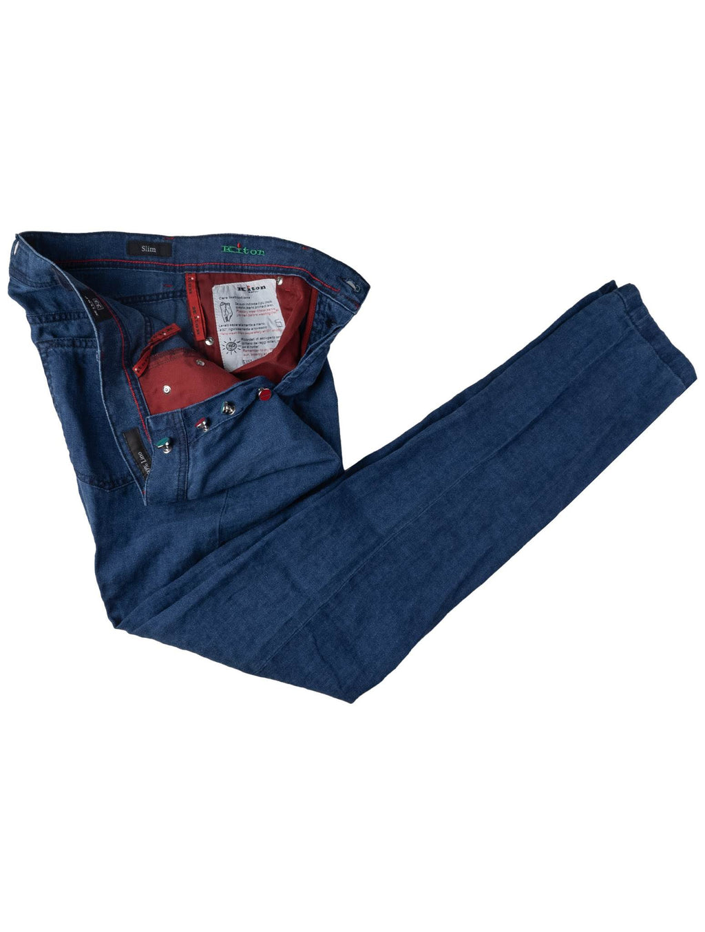 Kiton Kiton Blue Linen Jeans Blue 001