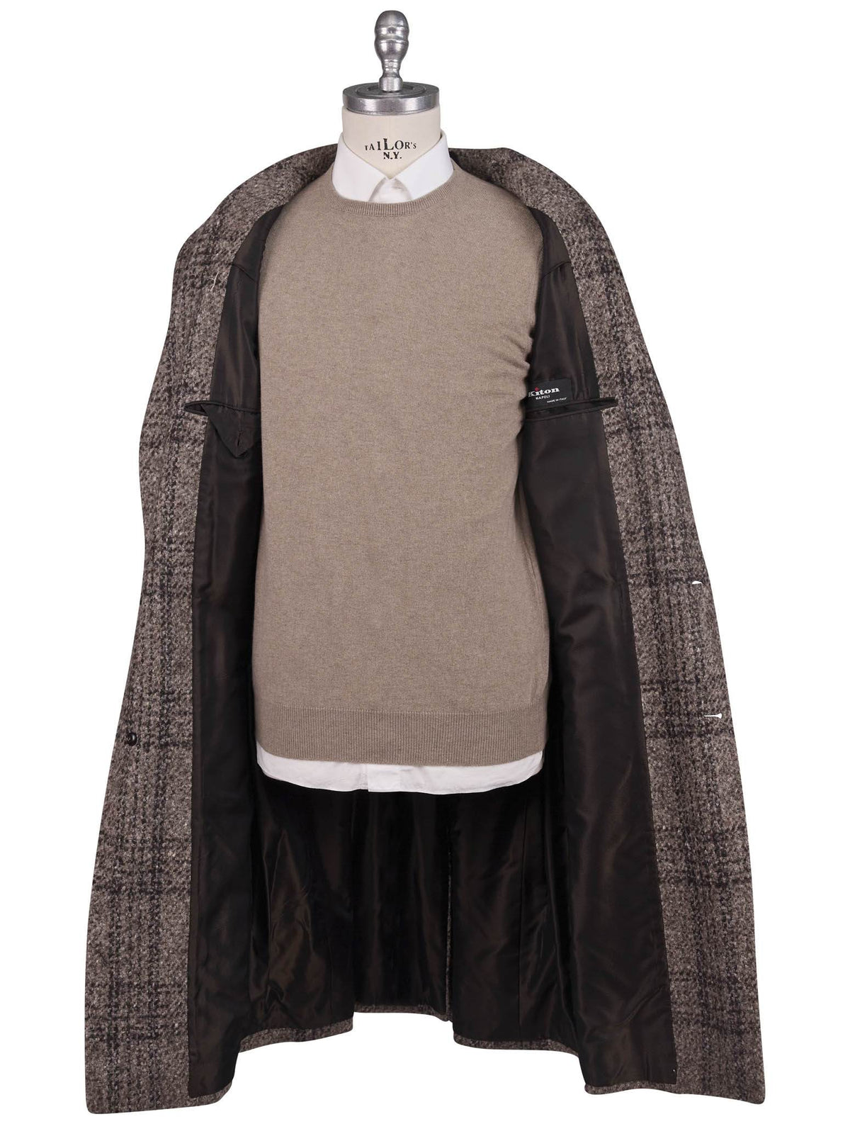 Kiton Multicolor Virgin Wool Cashmere Silk Overcoat