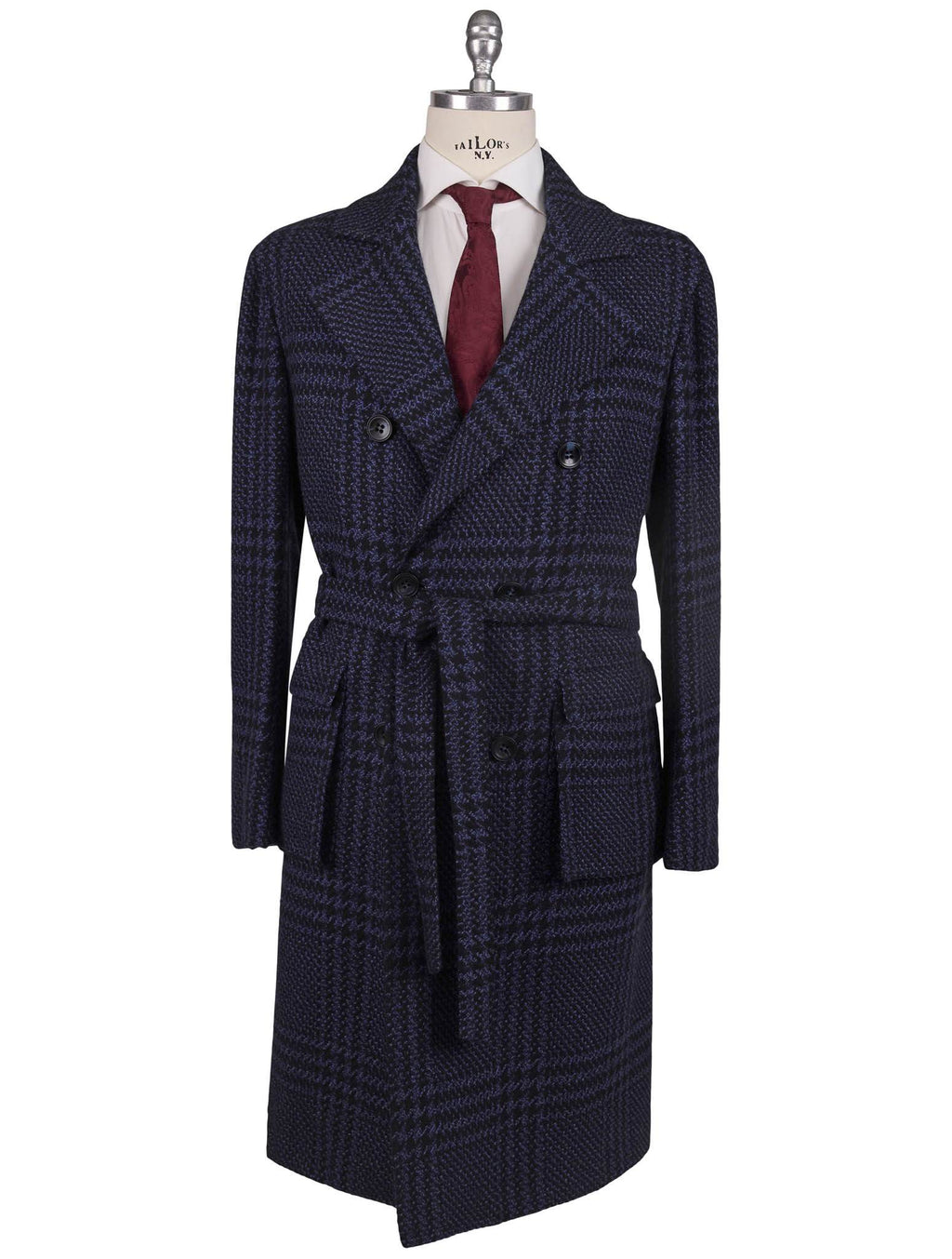 Kiton Blue Cashmere Double Breasted Overcoat